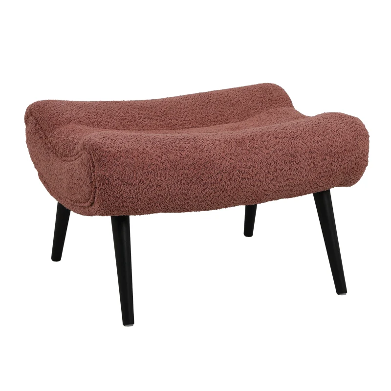 Табуретка SILLA букле плат в прашен розов цвят 68x58x40см