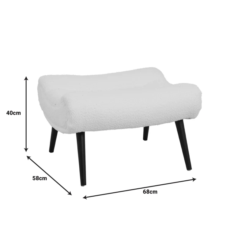 Tабуретка SILLA - бял плат букле 68x58x40см