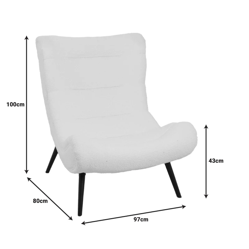Кресло SILLA букле плат с размери 97x80x100см