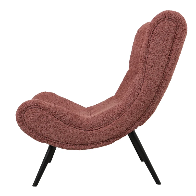 Кресло с табуретка SILLA в букле цвят гнила ябълка 97x80x100см