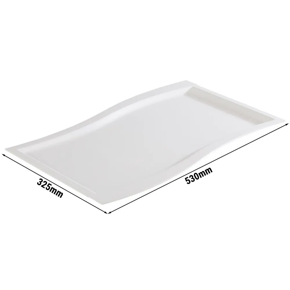 (6 бр.) Меламиново плато GN 1/1 - SINUS - Меламин - 530x325mm - Височина: 20mm - Бял