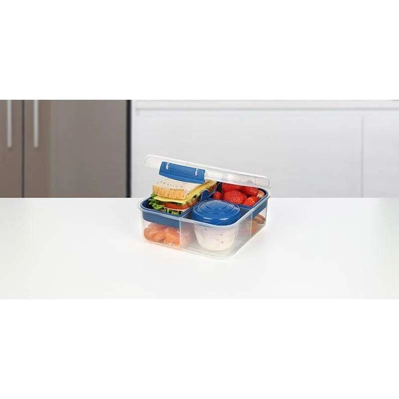 Sistema Бенто кутия за храна - Разделена с отделения - 1,25L - Прозрачна/Океанско синьо