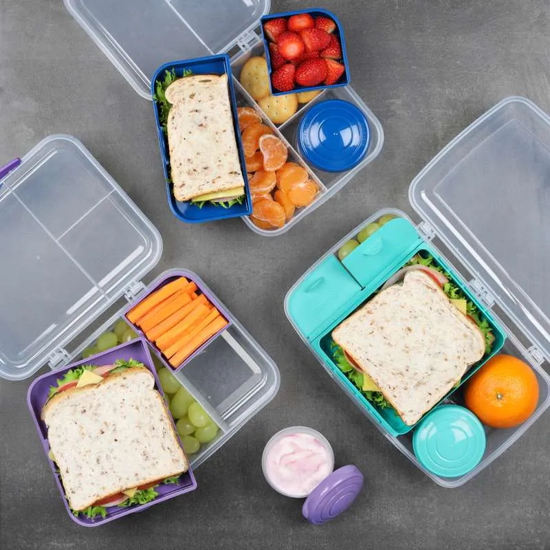 Sistema Бенто кутия за храна - С разделители с чашки - 1,65L - Прозрачна/Ментово зелено