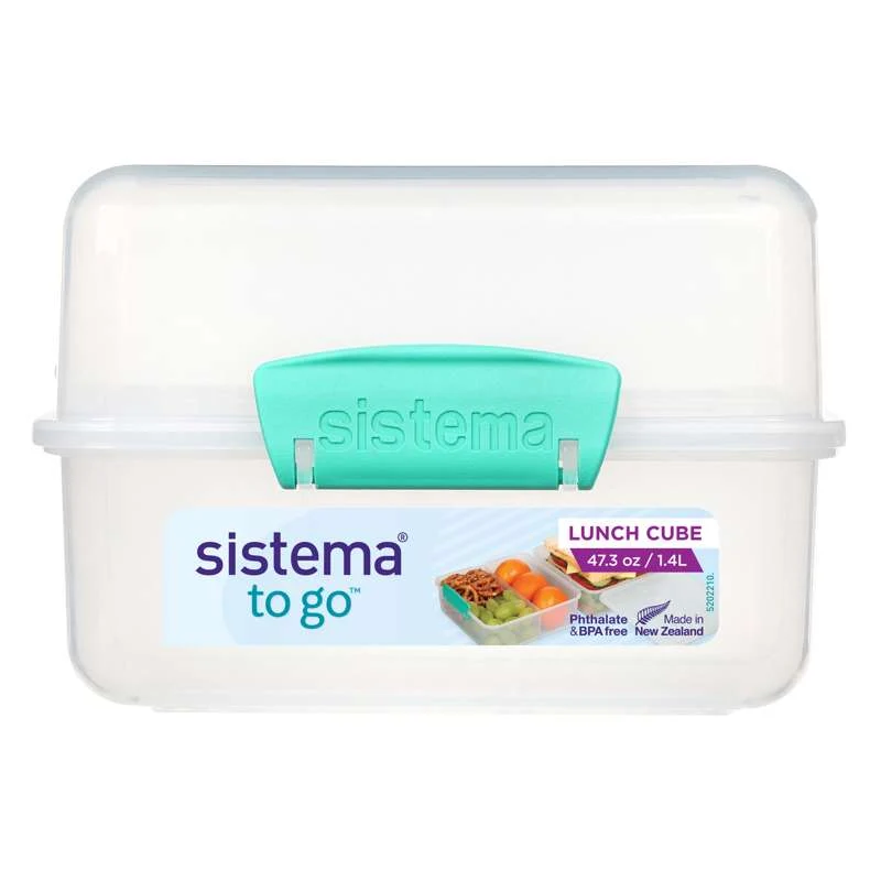 Sistema Кутия за обяд - Lunch Cube To Go - 1.4 L. - Прозрачен/Ментово син