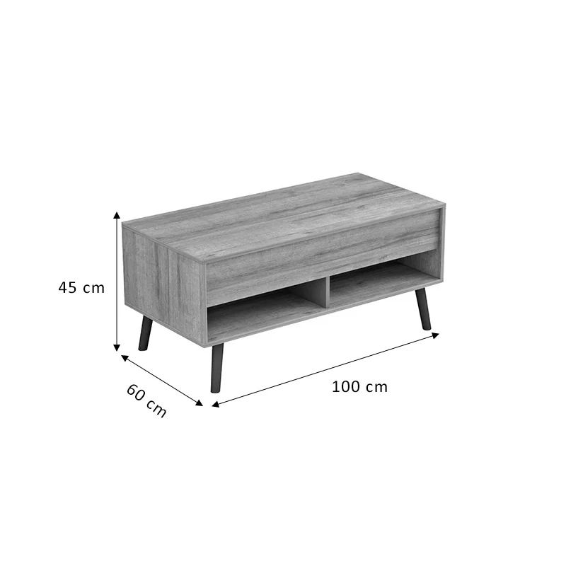 Холна маса Skyfi естествено-тъмно сиво 100x60x45см