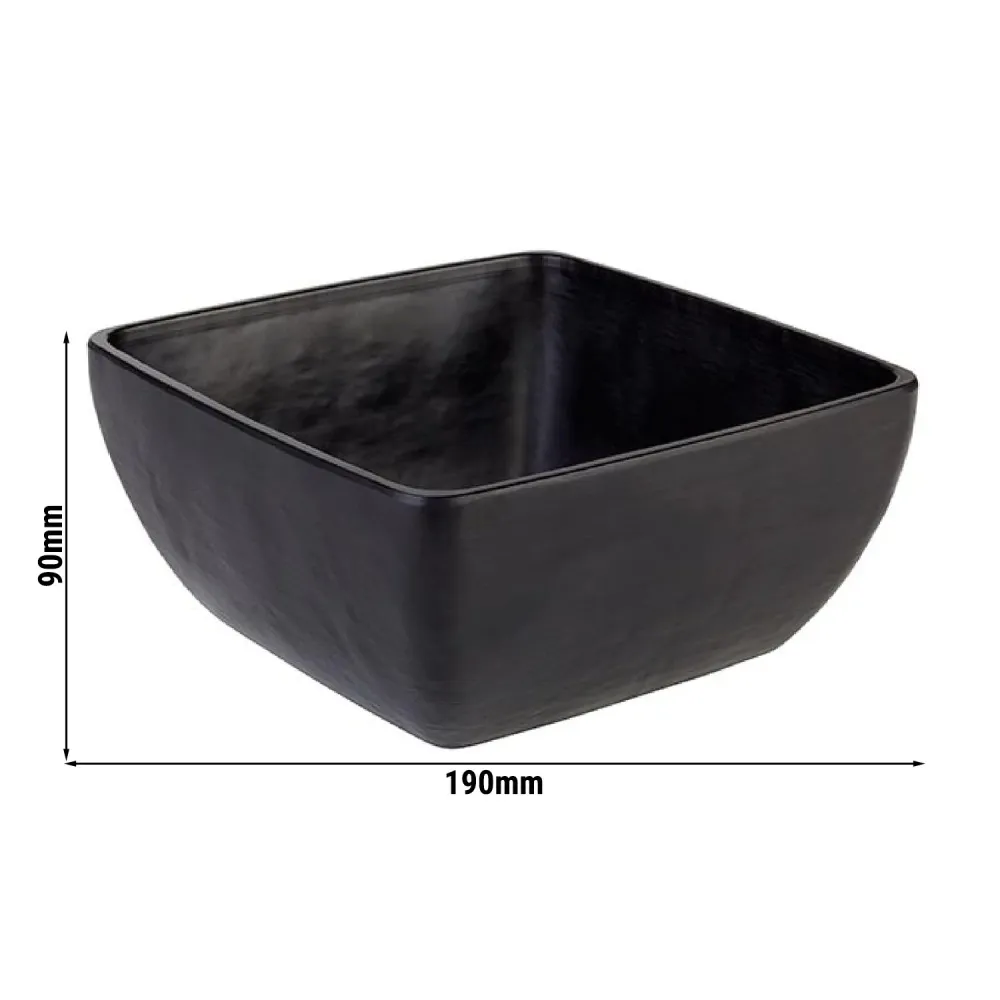 (6 бр.) Купа - SLATE - Меламин - 1.5L - правоъгълна - 190x190mm - Дълбочина: 90mm - Черно