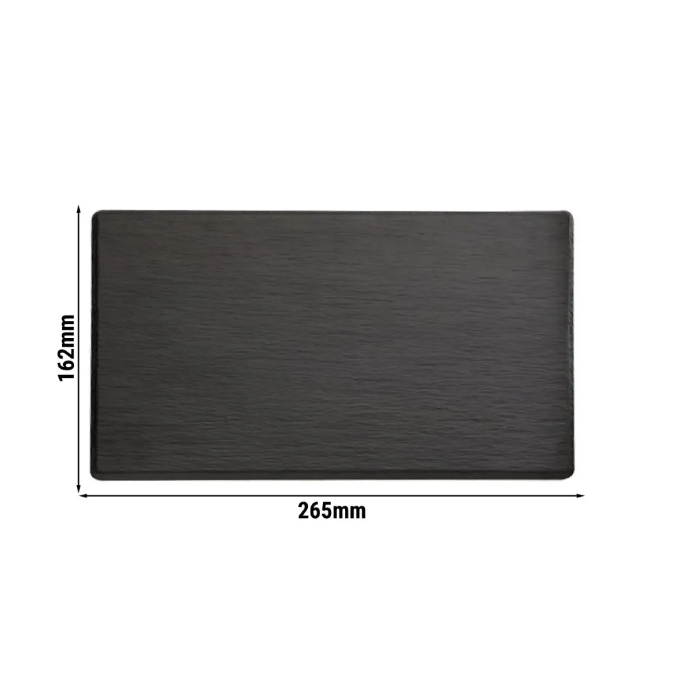 (6 бр.) Меламиново плато GN 1/4 - SLATE - Меламин - 265x162mm - Височина: 12mm - Черен
