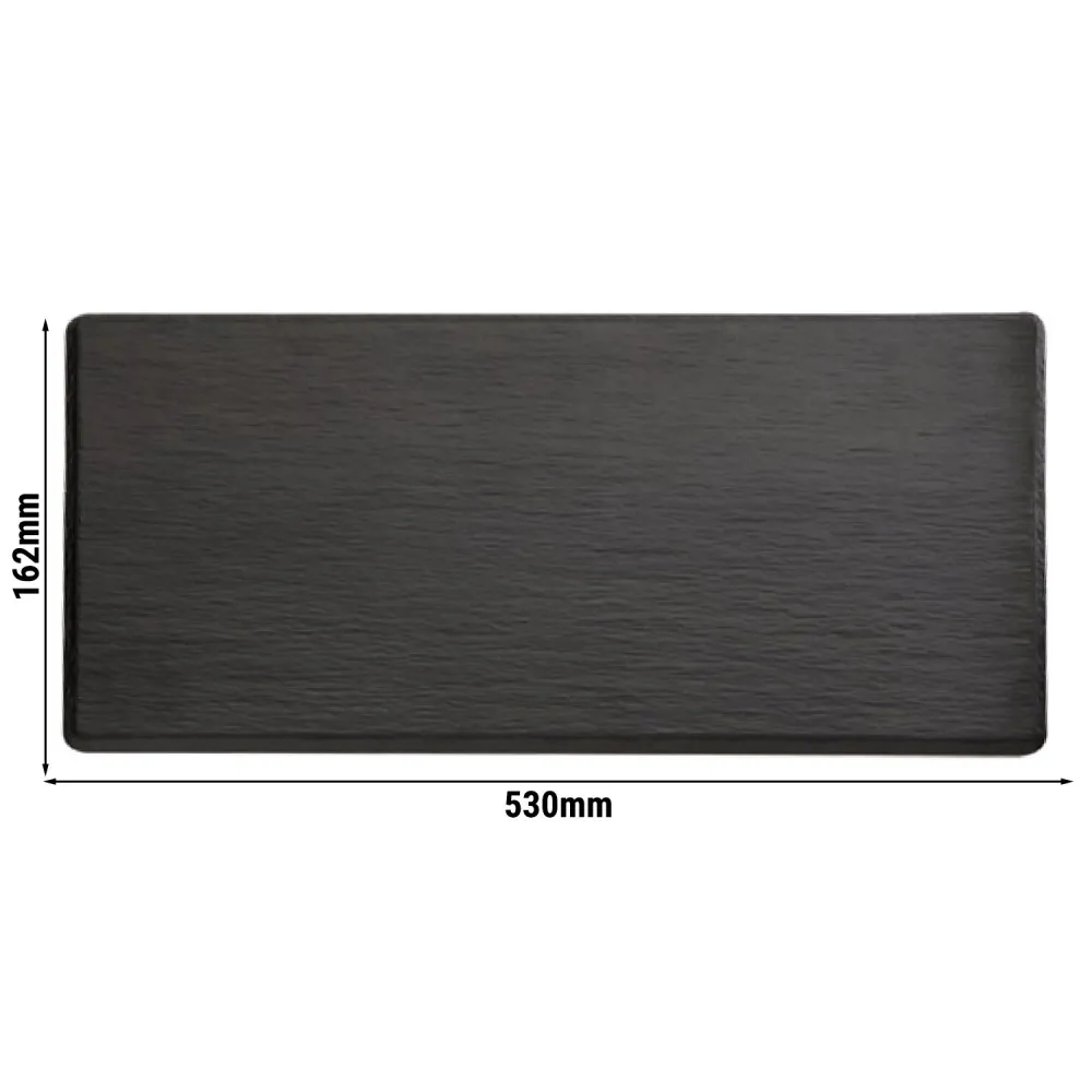(6 бр.) Меламиново плато GN 2/4 - SLATE - Меламин - 530x162mm - Височина: 12mm - Черен
