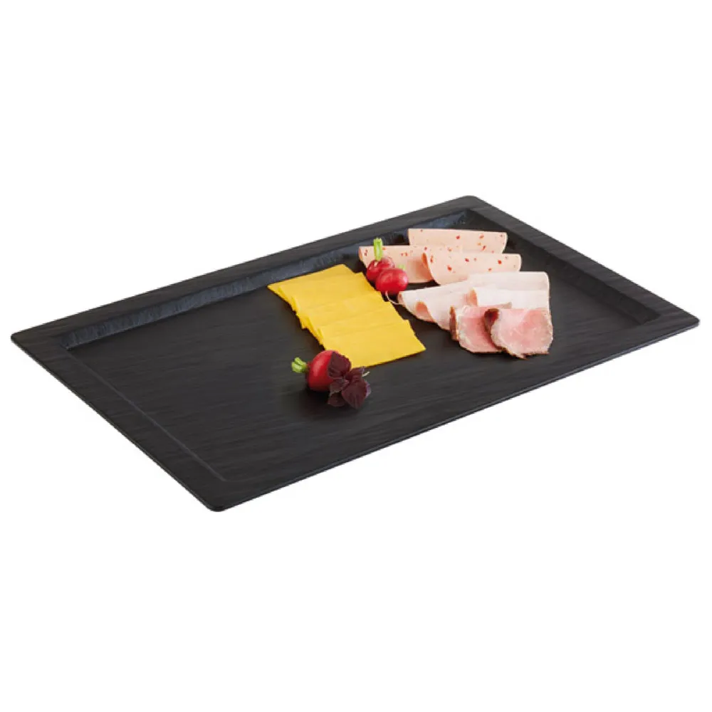 (6 бр.) Меламиново плато GN 1/1 - SLATE - Меламин - 530x325mm - Височина: 15mm - Черен
