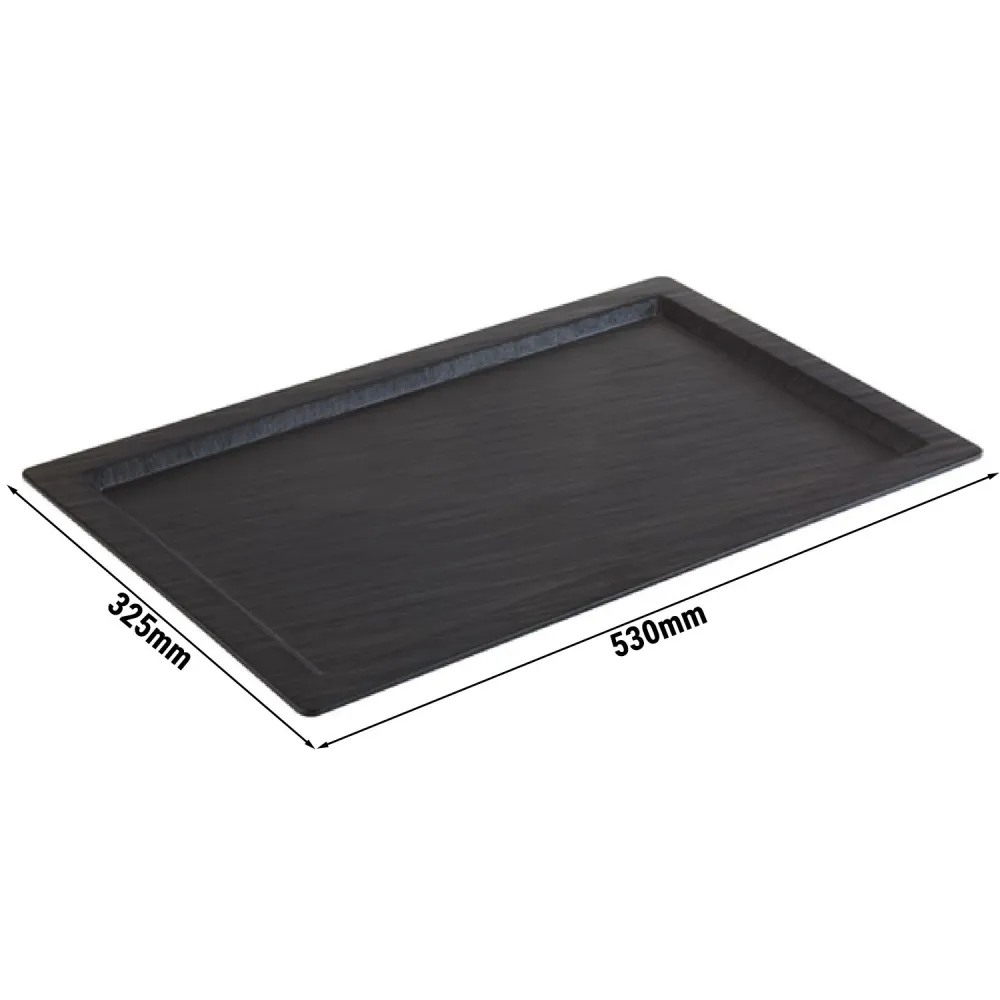 (6 бр.) Меламиново плато GN 1/1 - SLATE - Меламин - 530x325mm - Височина: 15mm - Черен