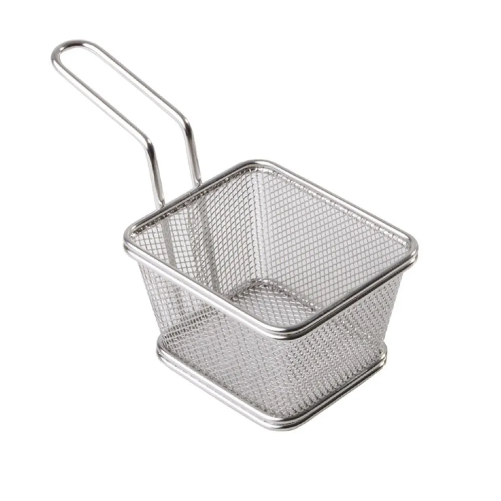 (6 бр.) Кошничка за сервиране на пържени картофи - SNACKHOLDER - неръждаема стомана - правоъгълна - 100x85mm
