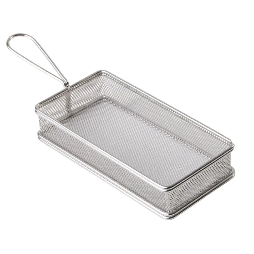 (6 бр.) Кошничка за сервиране - SNACKHOLDER - неръждаема стомана - правоъгълна - 215x105mm