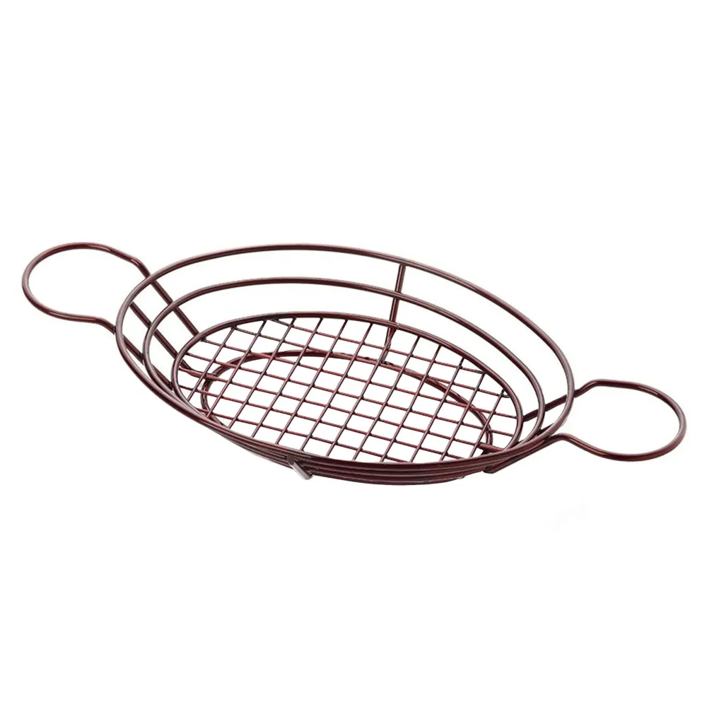 (5 бр.) Кошничка за сервиране на пържени картофи - SNACKHOLDER - неръждаема стомана - овална - 28x20cm - с купички за дип