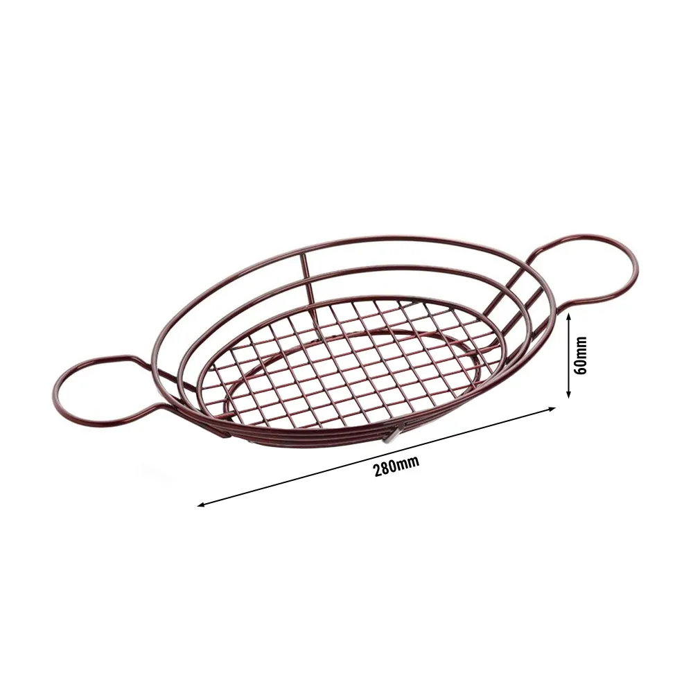 (5 бр.) Кошничка за сервиране на пържени картофи - SNACKHOLDER - неръждаема стомана - овална - 28x20cm - с купички за дип