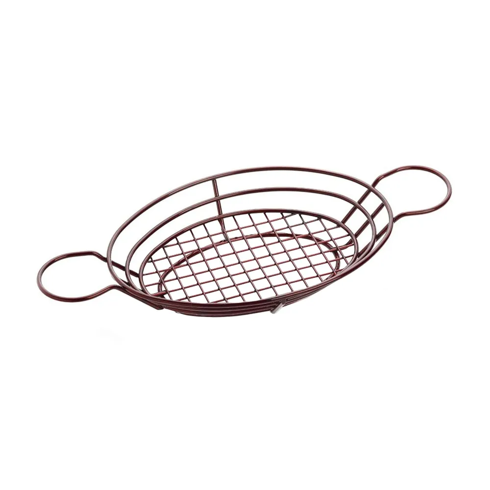 (5 бр.) Кошничка за сервиране на пържени картофи - SNACKHOLDER - неръждаема стомана - овална - 28x20cm - с купички за дип