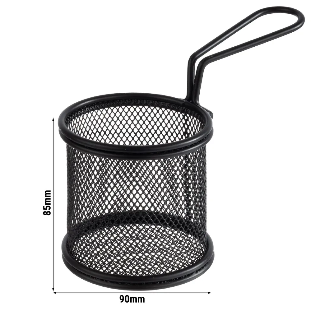 (6 бр.) Кошничка за сервиране на пържени картофи - SNACKHOLDER - неръждаема стомана - правоъгълна - 80x80x75mm - Черно