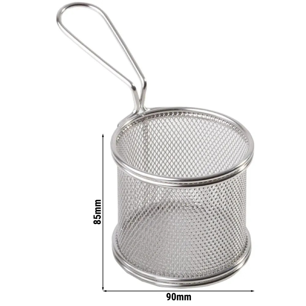 (6 бр.) Кошничка за сервиране на пържени картофи - SNACKHOLDER - неръждаема стомана - правоъгълна - 90x90mm - 1 дръжка