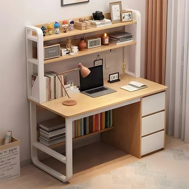 Офис бюро с рафт Soco естествен- бял цвят 120x50x147см