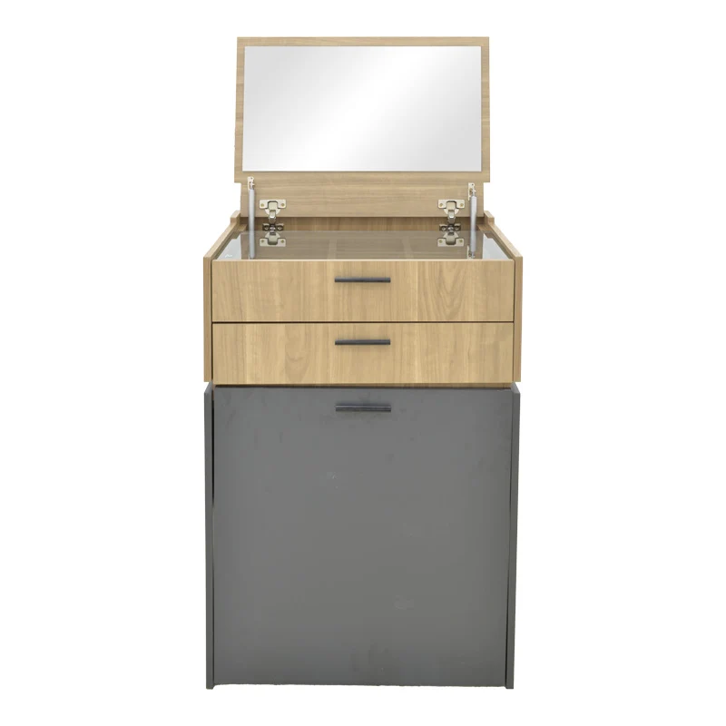 Тоалетка Sonlen с табуретка в цвят тъмно сиво-светъл орех 60x45x122см
