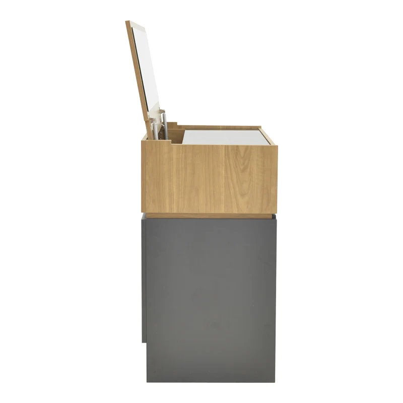 Тоалетка Sonlen с табуретка в цвят тъмно сиво-светъл орех 60x45x122см