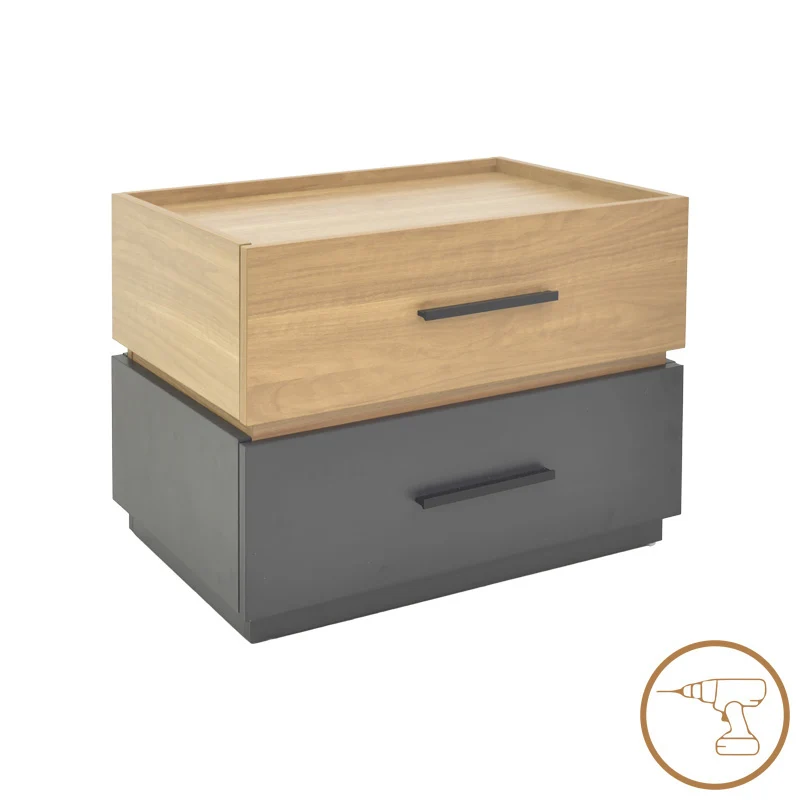 Нощно шкафче Sonlen от мдф в нюанс sonoma-въглен 60x40x44,5 см