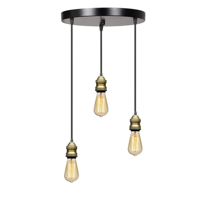 Таванна лампа с 3 светлини Sopio E27 черен метал D30x85cm