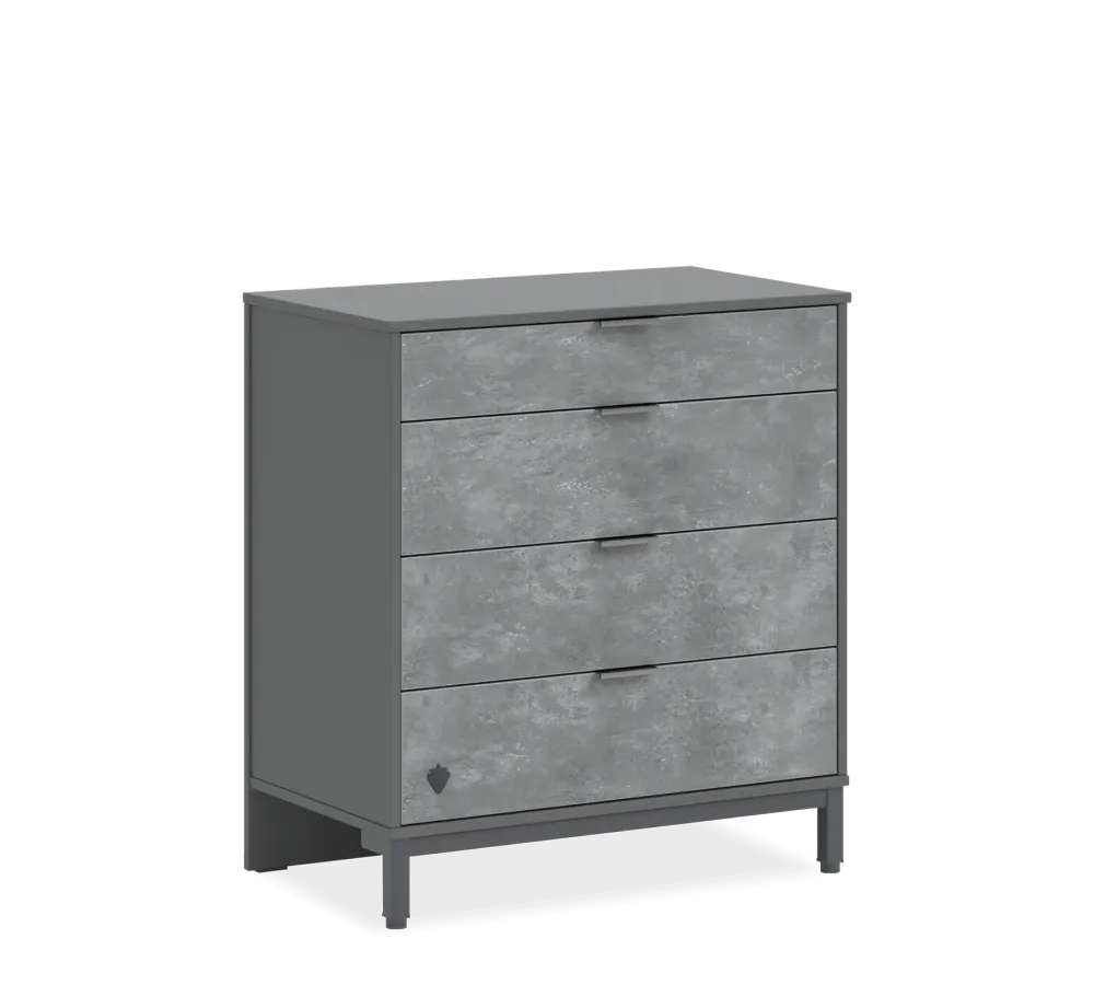 Скрин «Space Gray» с четири чекмеджета, размер 79х87х46см