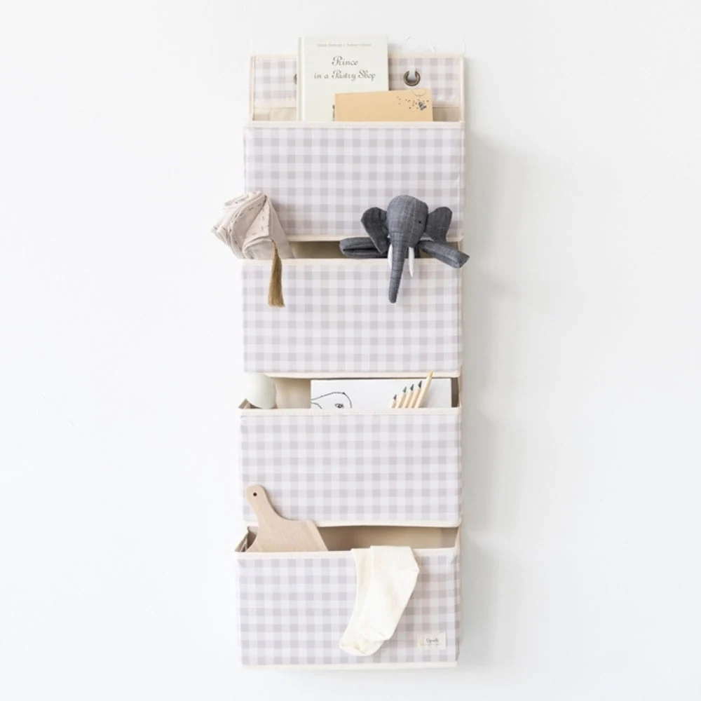 3 sprouts Органайзер за окачване на вратата Gingham Beige