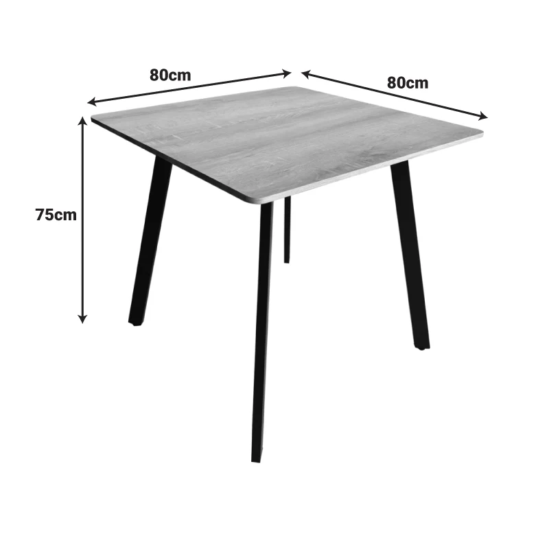 Маса SQUARO mdf сонома с черни метални крака 80x80x75см