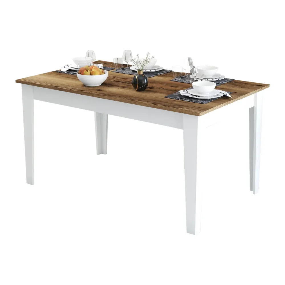 Трапезна маса STANDARD цвят бял-орех 145x88x75см