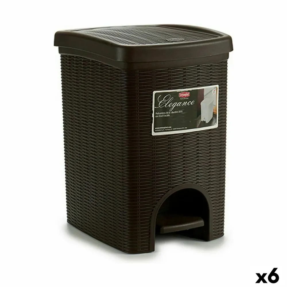 Кошче с педал Stefanplast Elegance Кафяв Пластмаса 20 L (6 броя)