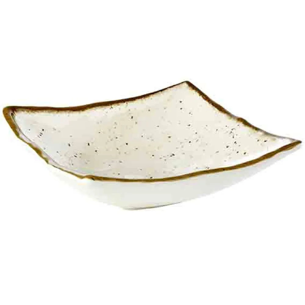 (6 бр.) Купа - STONE ART - Меламин - 0.5L - правоъгълна - 190x190mm - Дълбочина: 60mm - Бяло/Кафяво