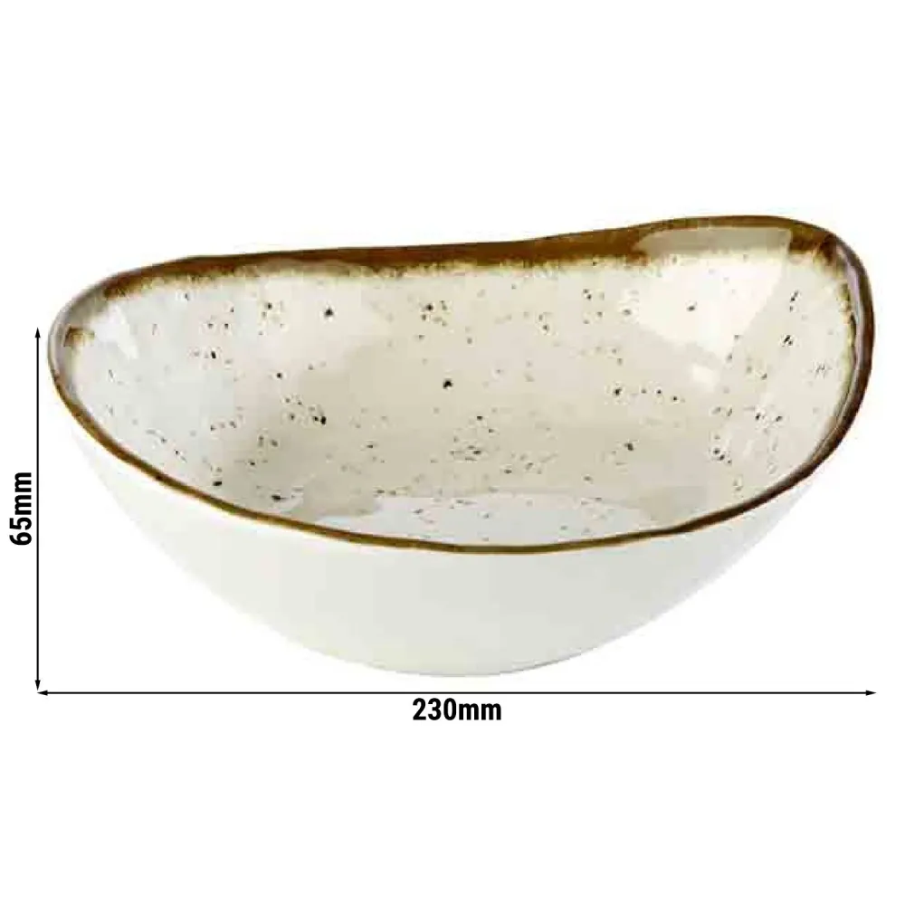 (6 бр.) Купа - STONE ART - Меламин - 0.6L - 230x190mm - Дълбочина: 65mm - Бяло/Кафяво