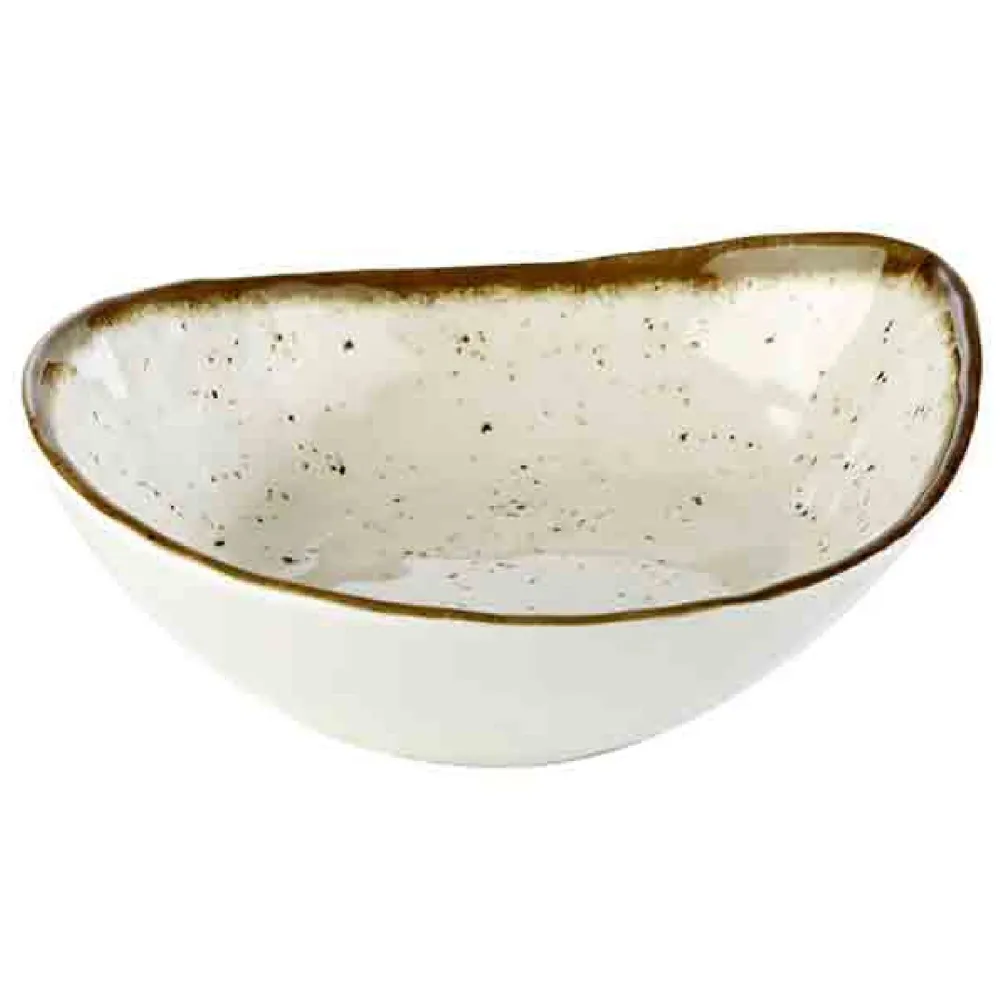 (6 бр.) Купа - STONE ART - Меламин - 0.6L - 230x190mm - Дълбочина: 65mm - Бяло/Кафяво