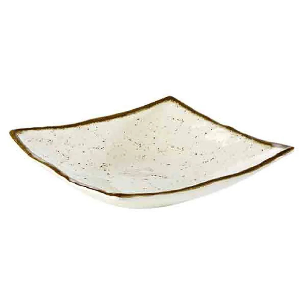 (6 бр.) Купа - STONE ART - Меламин - 1.1L - правоъгълна - 240x240mm - Дълбочина: 65mm - Бяло/Кафяво
