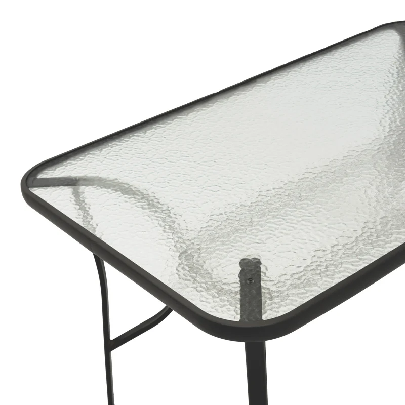 Трапезен комплект SUSSIE-ENSURE 7бр метал-стъкло в черен цвят 140x80x70см