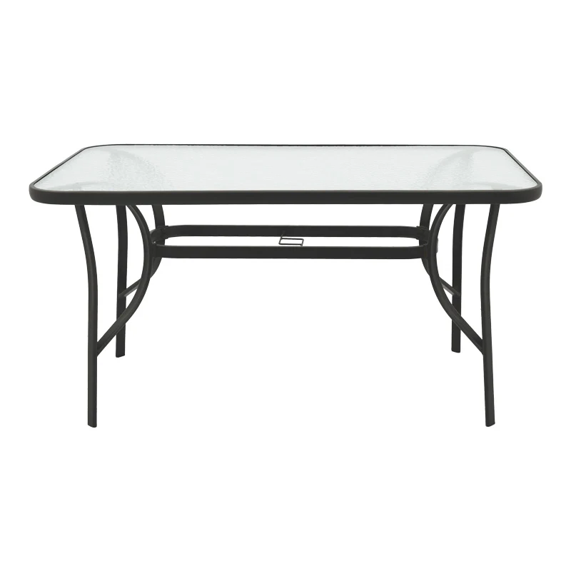 Трапезен комплект SUSSIE-ENSURE 7бр метал-стъкло в черен цвят 140x80x70см