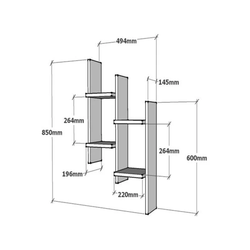 Стенен рафт Tabal цвят дъб 49,4x14,5x85см