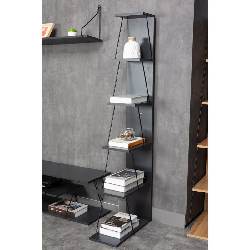 Етажерка TARS тъмносив-черен цвят 50x22x150см