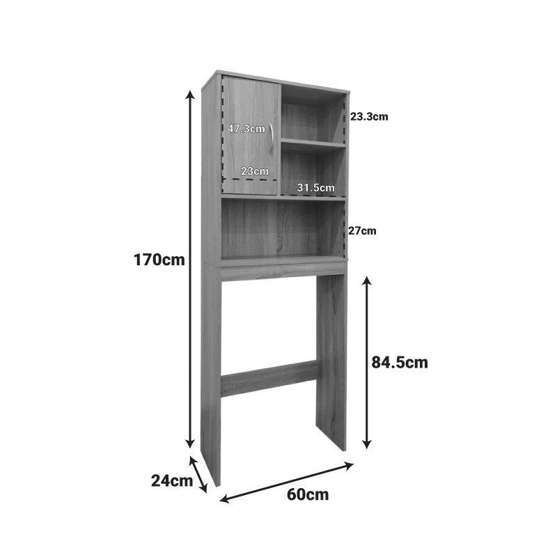 Шкаф за баня Tazien в цвят sonoma 60x24x168.5 см