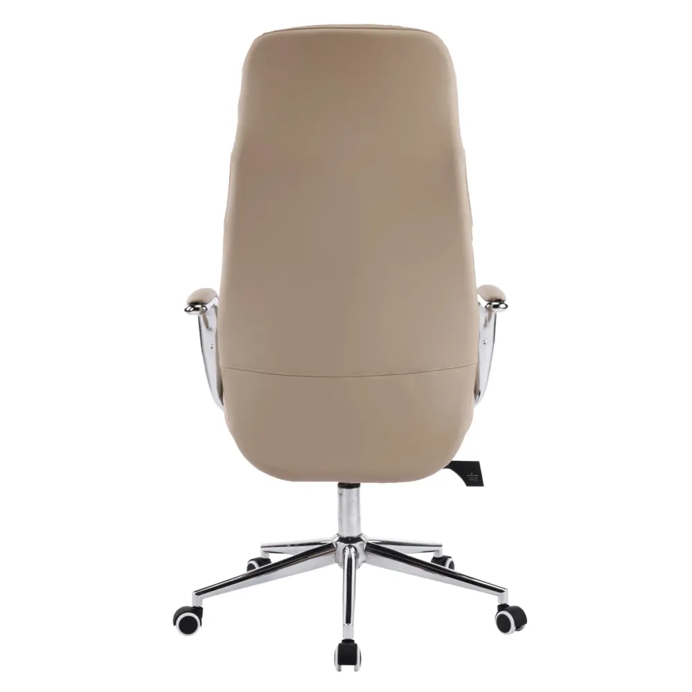 Офис стол Teeter, бежов, изкуствена кожа - хромирана основа, 67x66x121всм.