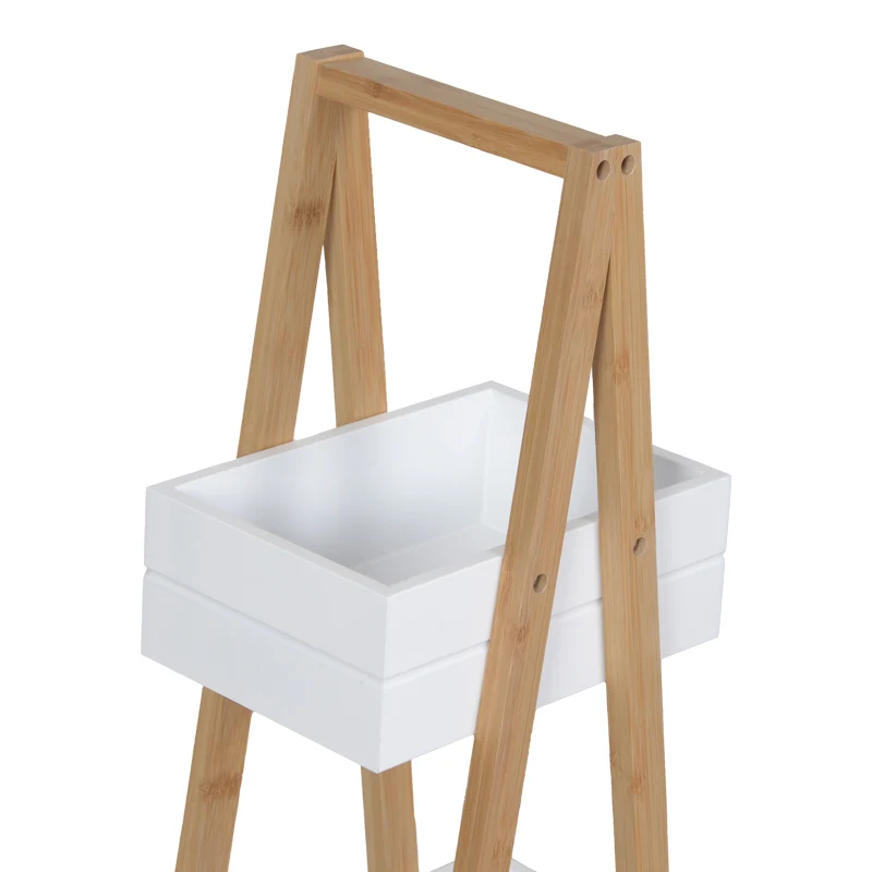 Подов рафт Tercy бамбук в бяло-естествен цвят 30x18x80см
