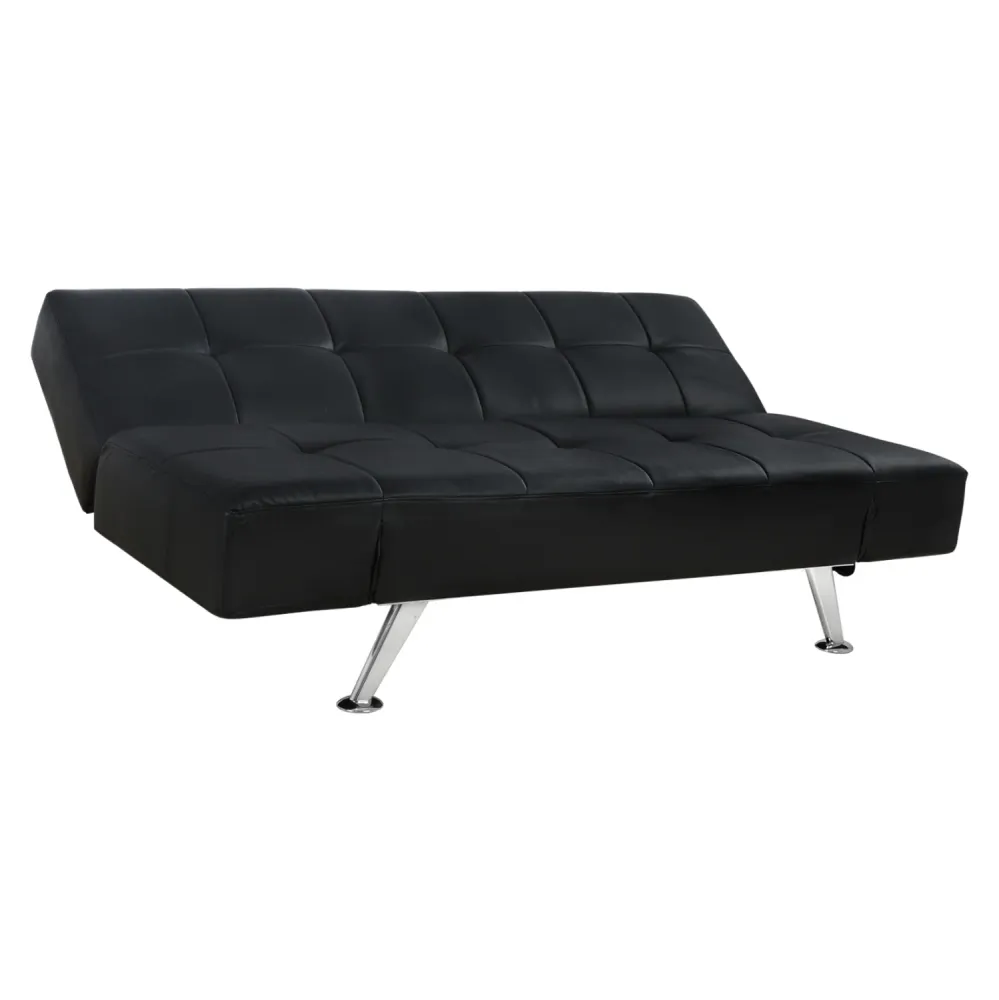 Thom разтегателен диван със сгъващи подлакътници черен pu 189x93x82 см.