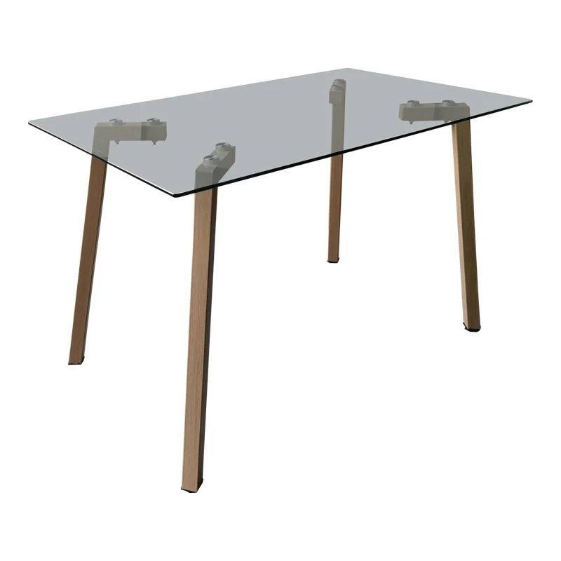 Маса TITTA със стъклен плот и метални крака в естествен цвят 120x70x75см
