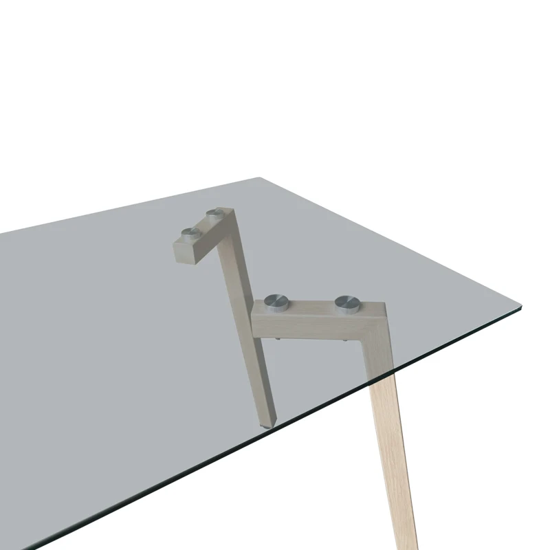 Маса TITTA със стъклен плот и метални крака в естествен цвят 120x70x75см