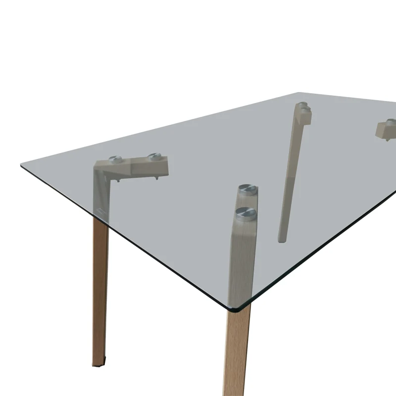 Маса TITTA със стъклен плот и метални крака в естествен цвят 120x70x75см