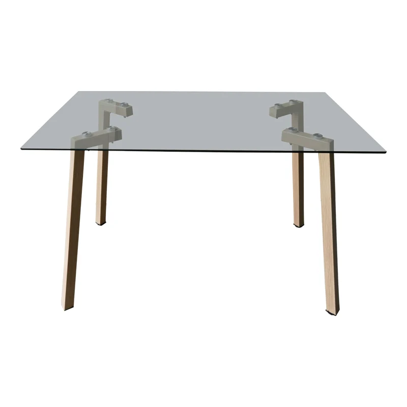 Маса TITTA със стъклен плот и метални крака в естествен цвят 120x70x75см