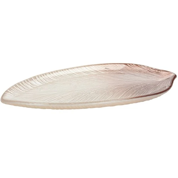 Чиния/Поднос Tognana, Galassia Leaf, 30 см, Стъкло, Розов