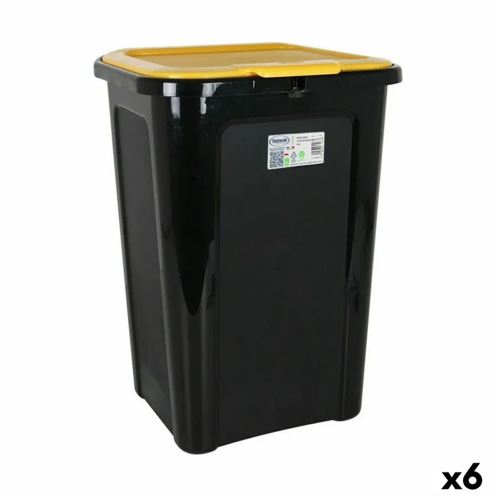 Кошче за Боклук Tontarelli Coverline Жълт 44 L Черен 38,5 x 34,5 x 54,5 cm (6 броя)