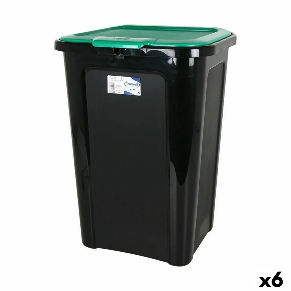 Кошче за Боклук Tontarelli Coverline Зелен 44 L Черен 38,5 x 34,5 x 54,5 cm (6 броя)